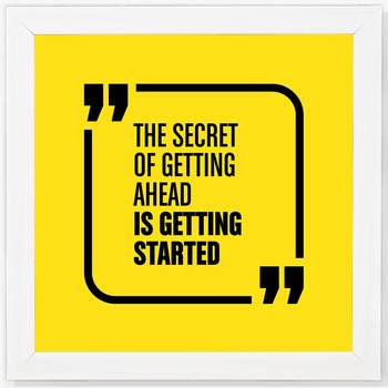 Getting Started  Motivational White Framed Wall Hanging Art Print for Office  Home Reading Room  ( 8x8 ) Inch 1