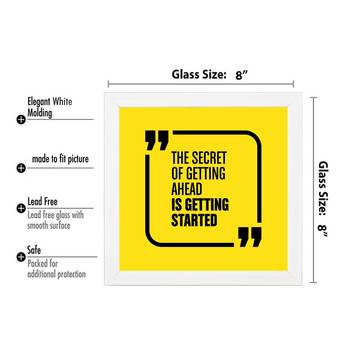 Getting Started  Motivational White Framed Wall Hanging Art Print for Office  Home Reading Room  ( 8x8 ) Inch 3