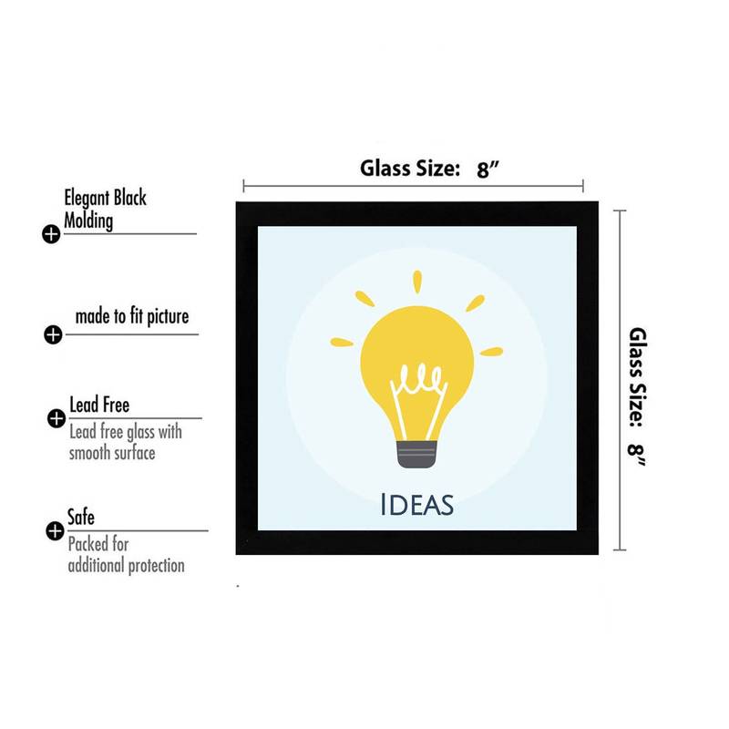 Ideas Bulb  Motivational Black Framed Wall Hanging Art Print for Office  Home Reading Room  ( 8x8 ) Inch