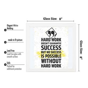 Hard work Success  Motivational White Framed Wall Hanging Art Print for Office  Home Reading Room  ( 8x8 ) Inch 3