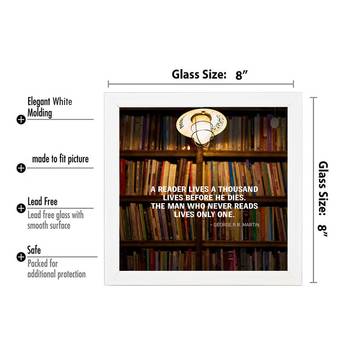 A Reader lives a Thousand Lives  Motivational White Framed Wall Hanging Art Print for Office  Home Reading Room 3