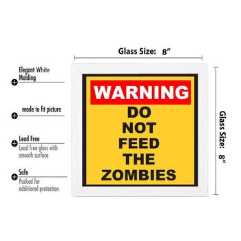 Warning  Do not Feed the Zombies  Motivational White Framed Wall Hanging Art Print for Office  Home Reading Room 3