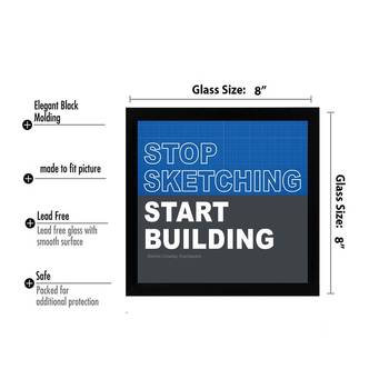 Stop Sketching Start Building  Motivational Black Framed Wall Hanging Art Print for Office  Home Reading Room 3