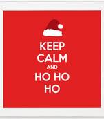 Keep calm and ho hi ho  Keep White Framed Wall Hanging Art Print for Office  Home Reading Room  ( 8x8 ) Inch