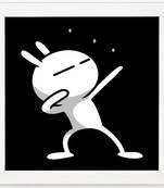 Swag Bunny    Humour White Framed Wall Hanging Art Print for Office  Home Reading Room  ( 8x8 ) Inch