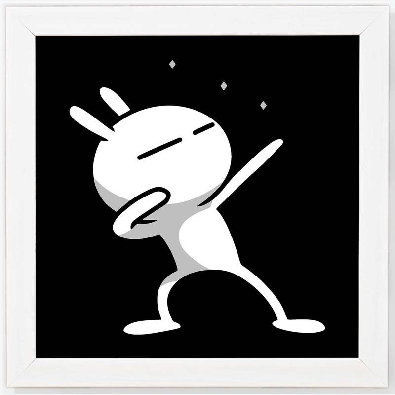 Swag Bunny    Humour White Framed Wall Hanging Art Print for Office  Home Reading Room  ( 8x8 ) Inch