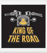 King of the Road   Humour White Framed Wall Hanging Art Print for Office  Home Reading Room  ( 8x8 ) Inch