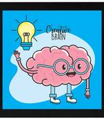 Creative Brain  Humour Black Framed Wall Hanging Art Print for Office  Home Reading Room  ( 8x8 ) Inch