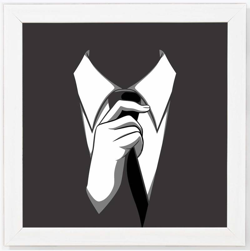 Gentleman Business   Humour White Framed Wall Hanging Art Print for Office  Home Reading Room  ( 8x8 ) Inch