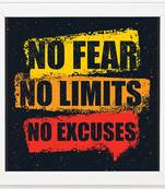No Excuses  Gym White Framed Wall Hanging Art Print for Office  Home Reading Room  ( 8x8 ) Inch