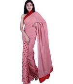 Pure Cotton Malmal Saree Bagru Print Batik Hand block Womens Saree Red