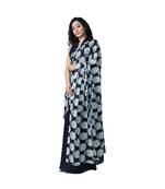 Pure Cotton Malmal Saree Bagru Print Batik Hand block Womens Saree Black