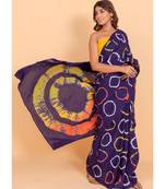 Pure Cotton Malmal Saree Bagru Print Batik Hand block Womens Saree Shibori