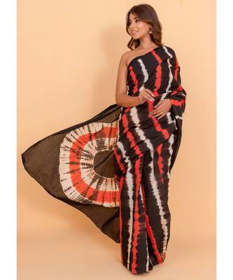 Pure Cotton Malmal Saree Bagru Print Batik Hand block Womens Saree Shibori 1