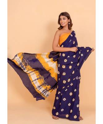 Pure Cotton Malmal Saree Bagru Print Batik Hand block Womens Saree Shibori 1