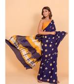 Pure Cotton Malmal Saree Bagru Print Batik Hand block Womens Saree Shibori