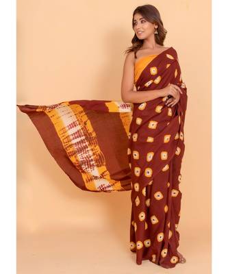 Pure Cotton Malmal Saree Bagru Print Batik Hand block Womens Saree Shibori 1