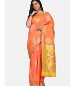 Light Orange  And Yellow Silk Traditional Saree