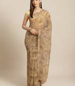 Beige & Brown Georgette Printed Saree