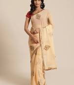 Beige Georgette Printed Saree