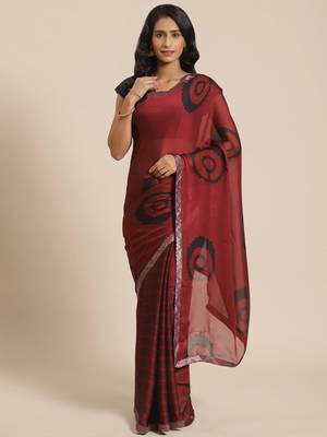 Maroon Georgette Printed Saree 1