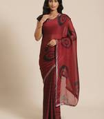 Maroon Georgette Printed Saree