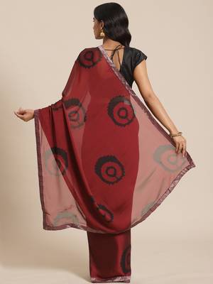 Maroon Georgette Printed Saree 2