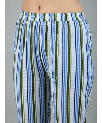 Multi Cotton Printed 3/4 Sleeve Round Neck Casual Kurta Pant Set 8