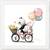 Happy Panda   Cartoon White Framed Wall Hanging Art Print for Office  Home Reading Room  ( 8x8 ) Inch
