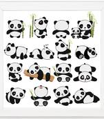 Vibe Changing Quote Panda  Cartoon White Framed Wall Hanging Art Print for Office  Home Reading Room  ( 8x8 ) InchChant 