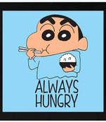 Always Hungry  Cartoon Black Framed Wall Hanging Art Print for Office  Home Reading Room  ( 8x8 ) Inch