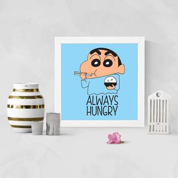 Always Hungry  Cartoon White Framed Wall Hanging Art Print for Office  Home Reading Room  ( 8x8 ) Inch 2