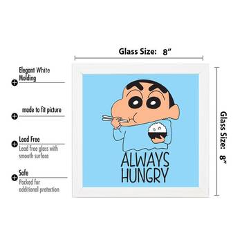 Always Hungry  Cartoon White Framed Wall Hanging Art Print for Office  Home Reading Room  ( 8x8 ) Inch 3