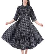 Women  A-Line Kurti 3/4 sleeves  Pure Cotton Fabric Black Colour