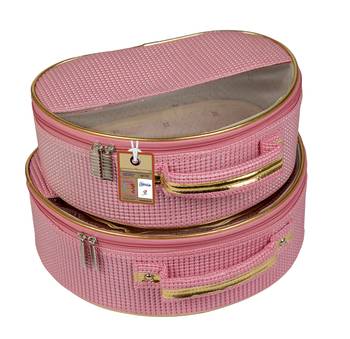 atorakushon   Fabric Makeup Storage Box Travelling Vanity Cosmetic Bag Necklace Organizer Jewellery Pouch { Pink } 1
