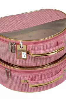 atorakushon   Fabric Makeup Storage Box Travelling Vanity Cosmetic Bag Necklace Organizer Jewellery Pouch { Pink }