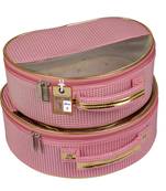 atorakushon   Fabric Makeup Storage Box Travelling Vanity Cosmetic Bag Necklace Organizer Jewellery Pouch { Pink }