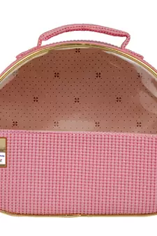 atorakushon   Fabric Makeup Storage Box Travelling Vanity Cosmetic Bag Necklace Organizer Jewellery Pouch { Pink }