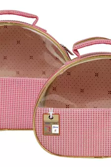 atorakushon   Fabric Makeup Storage Box Travelling Vanity Cosmetic Bag Necklace Organizer Jewellery Pouch { Pink }