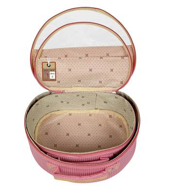 atorakushon   Fabric Makeup Storage Box Travelling Vanity Cosmetic Bag Necklace Organizer Jewellery Pouch { Pink } 4