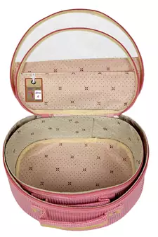 atorakushon   Fabric Makeup Storage Box Travelling Vanity Cosmetic Bag Necklace Organizer Jewellery Pouch { Pink }