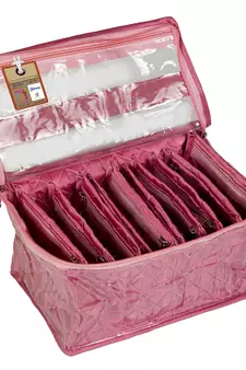 atorakushon   Satin Makeup Storage Box Travelling Vanity Cosmetic Bag Necklace Jewellery Organizer Pouch { Pink }