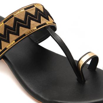 Women Black Kolhapuri Flats from Trends and Trades  5