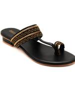 Women Black Kolhapuri Flats from Trends and Trades 