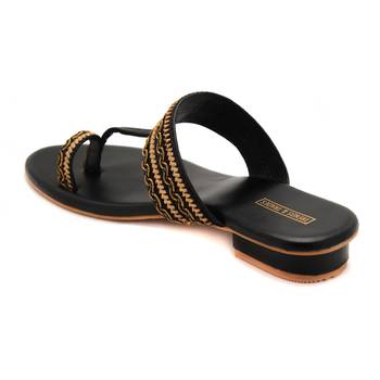 Women Black Kolhapuri Flats from Trends and Trades  3