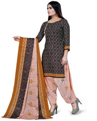 Brown geometric print cotton salwar 1
