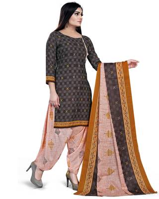 Brown geometric print cotton salwar 2