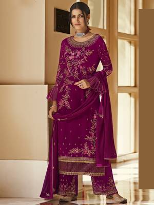 Magenta embroidered georgette salwar 1