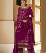 Magenta embroidered georgette salwar