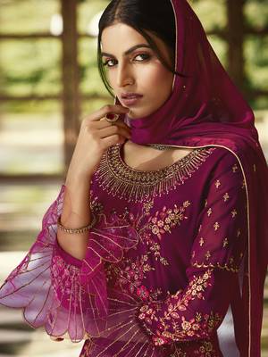 Magenta embroidered georgette salwar 3